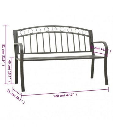 vidaXL Garden Bench Grey 120 cm Steel