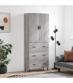 vidaXL Highboard Grey Sonoma 69,5x34x180 cm Engineered Wood