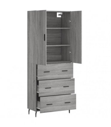 vidaXL Highboard Grey Sonoma 69,5x34x180 cm Engineered Wood