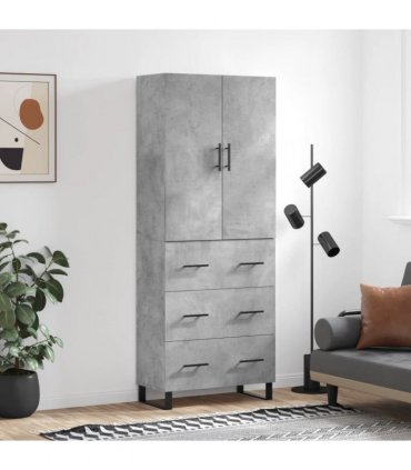 vidaXL Highboard Concrete Grey 69,5x34x180 cm Engineered Wood