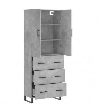 vidaXL Highboard Concrete Grey 69,5x34x180 cm Engineered Wood