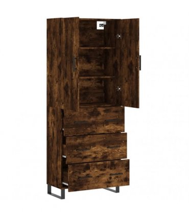 vidaXL Highboard Smoked Oak 69,5x34x180 cm Engineered Wood
