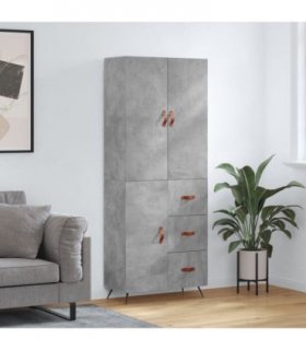 vidaXL Highboard Concrete Grey 69,5x34x180 cm Engineered Wood