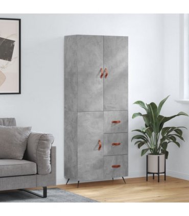 vidaXL Highboard Concrete Grey 69,5x34x180 cm Engineered Wood
