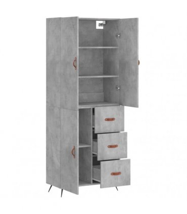 vidaXL Highboard Concrete Grey 69,5x34x180 cm Engineered Wood