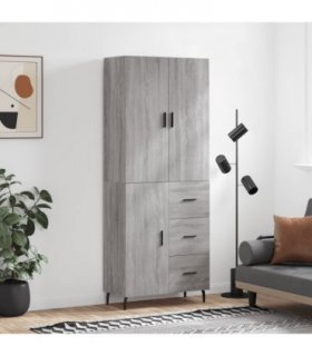 vidaXL Highboard Grey Sonoma 69,5x34x180 cm Engineered Wood