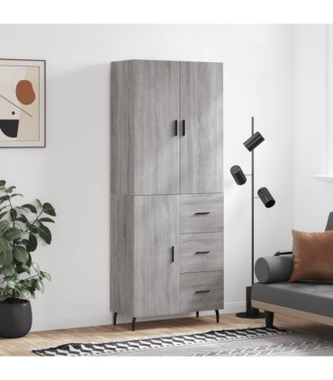 vidaXL Highboard Grey Sonoma 69,5x34x180 cm Engineered Wood