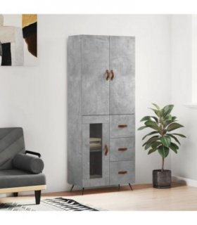 vidaXL Highboard Concrete Grey 69,5x34x180 cm Engineered Wood