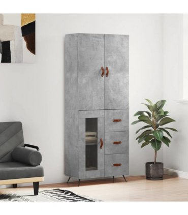 vidaXL Highboard Concrete Grey 69,5x34x180 cm Engineered Wood