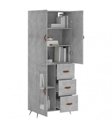 vidaXL Highboard Concrete Grey 69,5x34x180 cm Engineered Wood