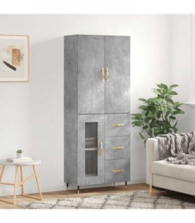 vidaXL Highboard Concrete Grey 69,5x34x180 cm Engineered Wood