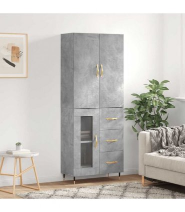 vidaXL Highboard Concrete Grey 69,5x34x180 cm Engineered Wood