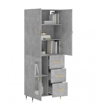 vidaXL Highboard Concrete Grey 69,5x34x180 cm Engineered Wood