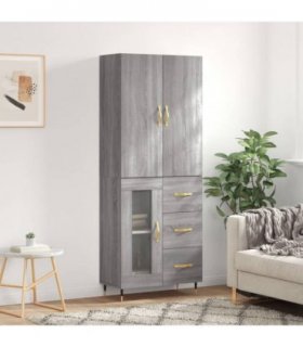 vidaXL Highboard Grey Sonoma 69,5x34x180 cm Engineered Wood