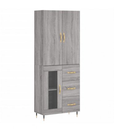 vidaXL Highboard Grey Sonoma 69,5x34x180 cm Engineered Wood