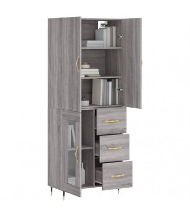 vidaXL Highboard Grey Sonoma 69,5x34x180 cm Engineered Wood