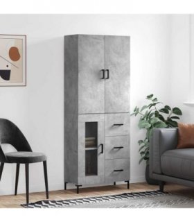 vidaXL Highboard Concrete Grey 69,5x34x180 cm Engineered Wood