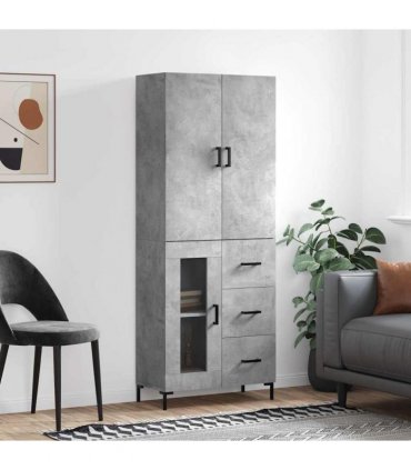 vidaXL Highboard Concrete Grey 69,5x34x180 cm Engineered Wood