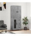 vidaXL Highboard Concrete Grey 69,5x34x180 cm Engineered Wood