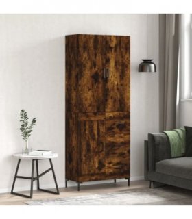 vidaXL Highboard Smoked Oak 69,5x34x180 cm Engineered Wood