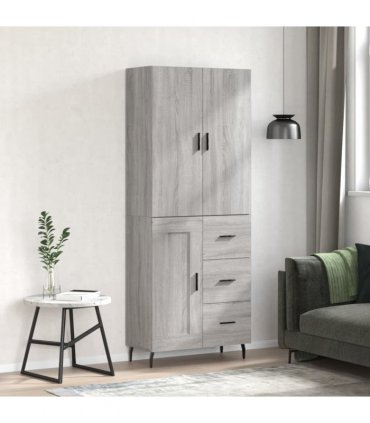 vidaXL Highboard Grey Sonoma 69,5x34x180 cm Engineered Wood