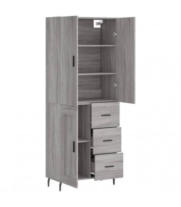 vidaXL Highboard Grey Sonoma 69,5x34x180 cm Engineered Wood