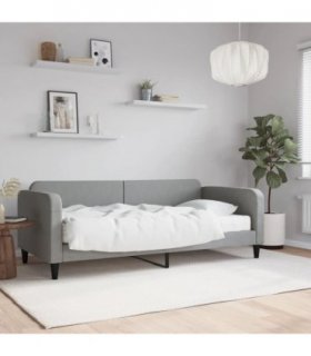 vidaXL Daybed with Mattress Light Grey 90x190 cm Fabric