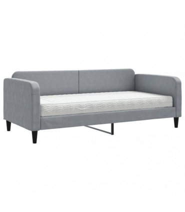 vidaXL Daybed with Mattress Light Grey 90x190 cm Fabric