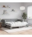 vidaXL Daybed with Trundle without Mattress Light Grey 90x190 cm