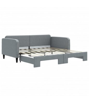 vidaXL Daybed with Trundle without Mattress Light Grey 90x190 cm