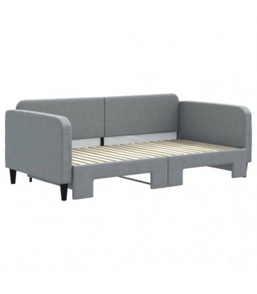 vidaXL Daybed with Trundle without Mattress Light Grey 90x190 cm