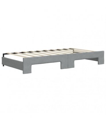 vidaXL Daybed with Trundle without Mattress Light Grey 90x190 cm
