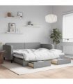 vidaXL Daybed with Trundle&Drawers Light Grey 90x190 cm