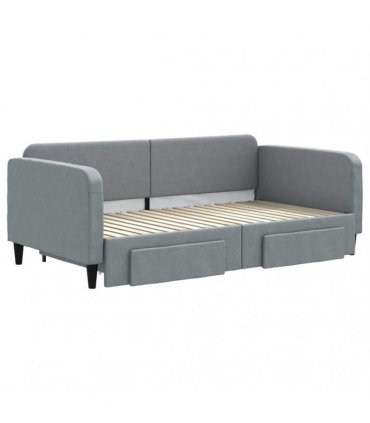 vidaXL Daybed with Trundle&Drawers Light Grey 90x190 cm