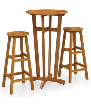 vidaXL 3 Piece Bar Set Solid Wood Acacia