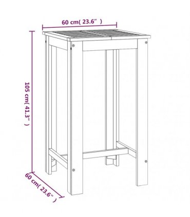 vidaXL Garden Bar Table 60x60x105 cm Solid Wood Acacia