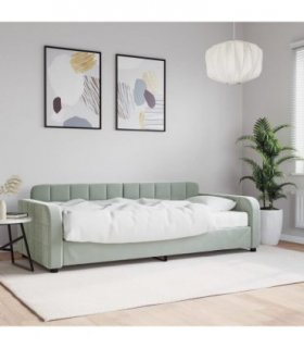 vidaXL Daybed with Mattress Light Grey 90x190 cm Velvet