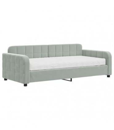 vidaXL Daybed with Mattress Light Grey 90x190 cm Velvet