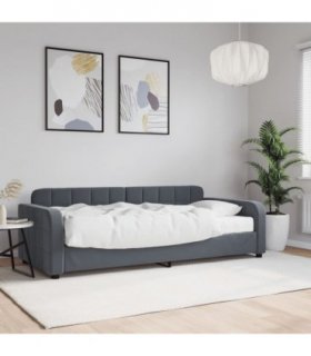 vidaXL Daybed with Mattress Dark Grey 90x190 cm Velvet