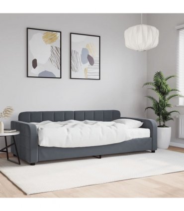 vidaXL Daybed with Mattress Dark Grey 90x190 cm Velvet