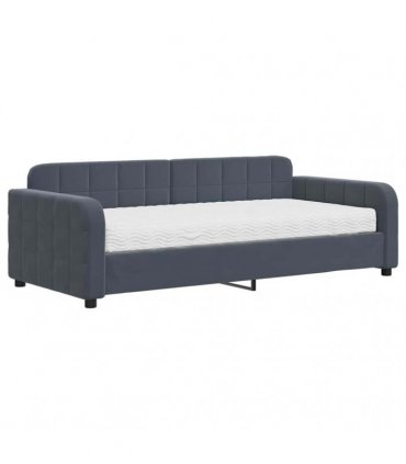 vidaXL Daybed with Mattress Dark Grey 90x190 cm Velvet