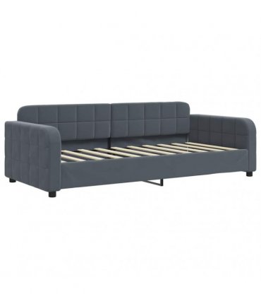 vidaXL Daybed with Mattress Dark Grey 90x190 cm Velvet