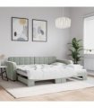 vidaXL Daybed with Trundle without Mattress Light Grey 90x190 cm