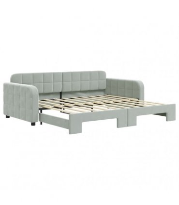 vidaXL Daybed with Trundle without Mattress Light Grey 90x190 cm