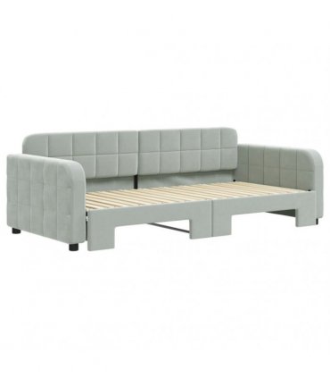 vidaXL Daybed with Trundle without Mattress Light Grey 90x190 cm