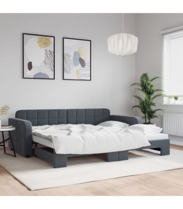 vidaXL Daybed with Trundle without Mattress Dark Grey 90x190 cm
