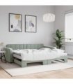 vidaXL Daybed with Trundle and Mattresses Light Grey 90x190 cm Velvet