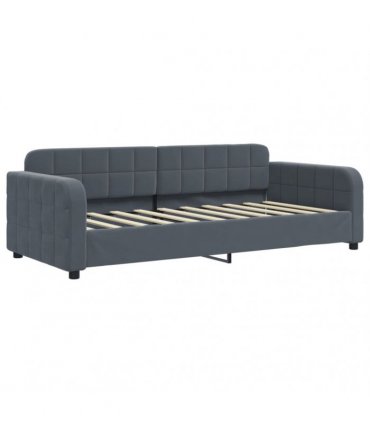 vidaXL Daybed with Trundle and Mattresses Dark Grey 90x190 cm Velvet