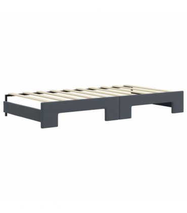 vidaXL Daybed with Trundle and Mattresses Dark Grey 90x190 cm Velvet