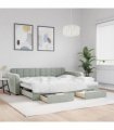 vidaXL Daybed with Trundle&Drawers without Mattress Light Grey 90x190 cm